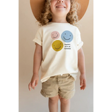Child’s smiley faces T-shirt with random acts of kindness logo and fade-resistant inks