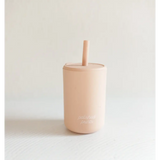 Peach silicone straw cup perfect for kids, part of Pastel Mini Silicone Straw Cups