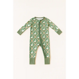 Green baby sleeper with white duck pattern from Silly Goose Bamboo Baby Sleeper collection