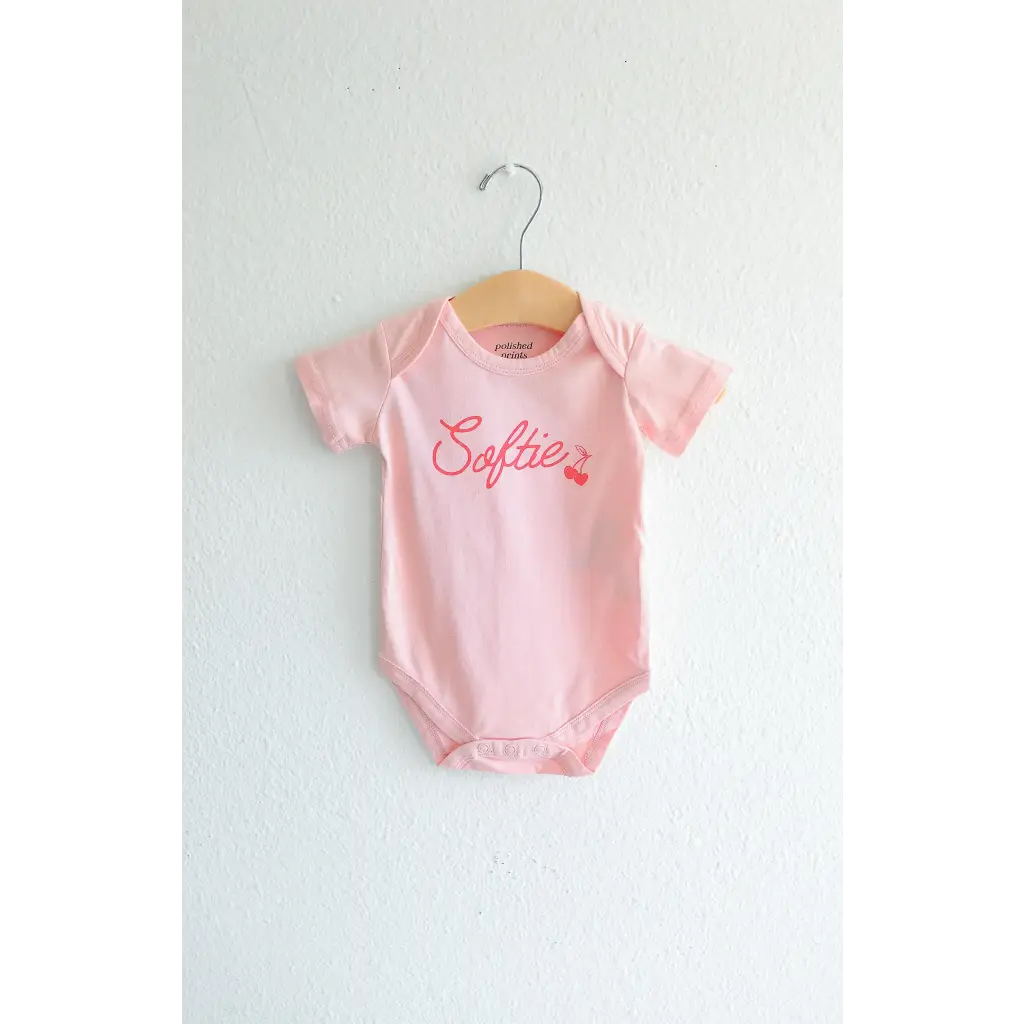 Cute pink organic cotton Softie baby onesie with heart design for little ones
