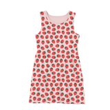 Strawberry Fields Bamboo Twirl Dress with all-over strawberry pattern for a cute look