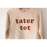 Cream Tater Tot Kids Pullover Sweatshirt with cute brown tater tot print