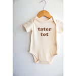 Cream-colored Tater Tot Organic Cotton Onesie perfect for little ones up to 3mo fits closer