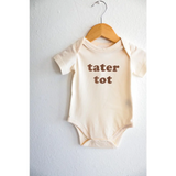 Cream-colored Tater Tot Organic Cotton Onesie perfect for little ones up to 3mo fits closer