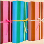 Three colorful wrapped gift boxes on Cute Pink and Brown Modern Wrapping Paper