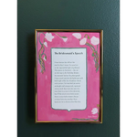 Gold-framed pink floral wall art print with white text from Kate Baer’s Bridesmaid Speech, free shipping