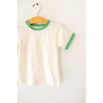 White ringer tee with green trim, the Everyday Ringer Tee in Green for kids