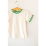 White ringer tee with green trim, the Everyday Ringer Tee in Green for kids