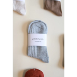 Gray ribbed sock with polished prints label for Soft and Flexible Everyday Sock