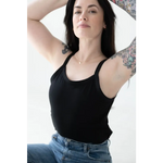 Jet Black Mom Tank with Polished Prints paired with stylish jeans for comfy everyday wear