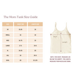 Size guide for Navy Transitional Mom Tank Top with recommend sizing instructions