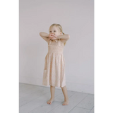 Pale Pink Play Dress for Kids with Pockets and Gathered Waist, perfect smock dress vibe