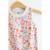 Floral print sleeveless dress on a hanger for Super Soft Organic Cotton Pocket Playsuit