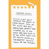 Handwritten note on torn paper about redefining success from Adam J. Kurtz’s quirky collection