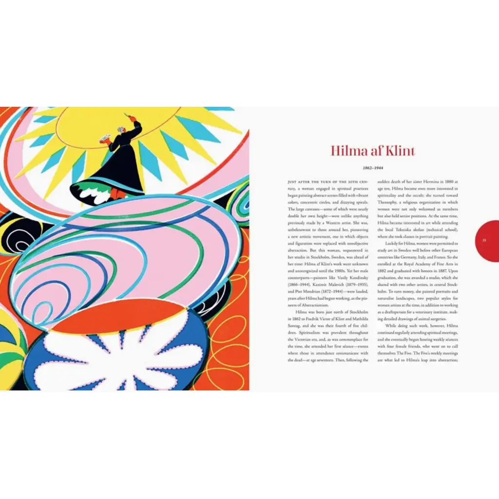 Colorful illustration of a dancing figure celebrating historic achievements in women’s fashion