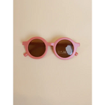 Cute Pink Round Retro Sunglasses for Babies and Toddlers with Brown Lenses