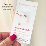 Gold Unicorn Stud Earrings for Active Girls on a White Product Card in Stainless Steel