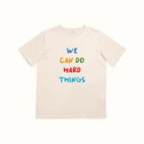 Kids graphic T-shirt with colorful text and polished prints using fade-resistant inks