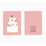 Playful Wedding Cake illustration with dancers, perfect for a stylish commitment card