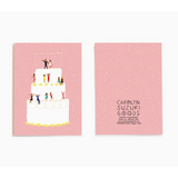 Playful Wedding Cake illustration with dancers, perfect for a stylish commitment card