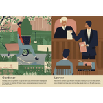 Illustration comparing gardeners and lawyers in What Do Grown-Ups Do All Day? Book