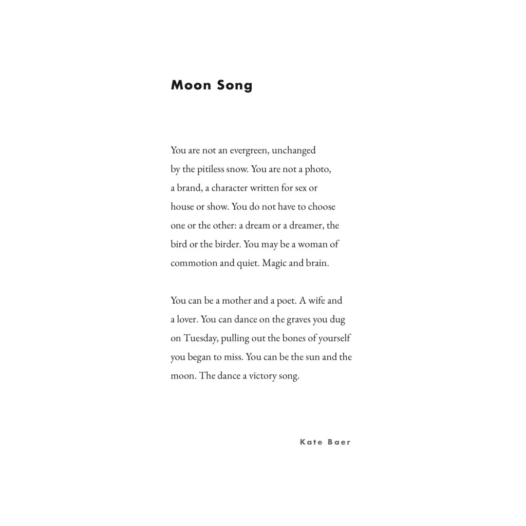 Moon Song poem in black text on white paper, part of Floral Art Print with free shipping