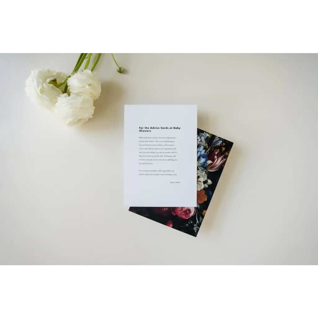 Floral Art Print with Poetry Excerpts and Free Shipping alongside a white paper document
