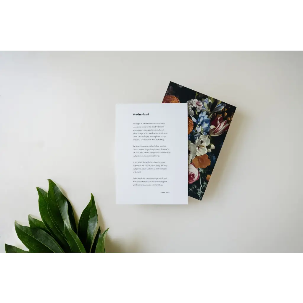 Floral Art Print with Poetry Excerpts and Free Shipping on a wall with white card