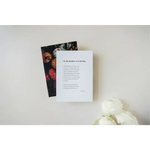 Two greeting cards stacked, showcasing Floral Art Print with Poetry Excerpts and free shipping
