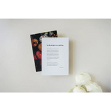 Two greeting cards stacked, showcasing Floral Art Print with Poetry Excerpts and free shipping
