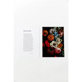 Colorful floral still life with poetry excerpts and free shipping feature on magazine page