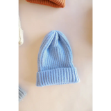 Light blue ribbed knit beanie from our Small Collection of super soft beanies