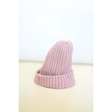 Super soft pink ribbed knit beanie hat from our small collection for kids and babies