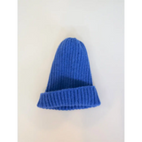 Bright blue ribbed knit beanie, part of our super soft beanies collection for kids