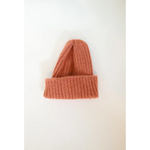 Salmon-colored ribbed knit beanie from the super soft beanies collection for kids