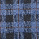 Blue and grey plaid tweed fabric car coat with polished prints for stylish womens clothes