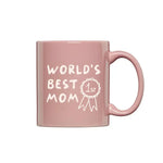 Pink best mom mug with Worlds Best Mom and 1st ribbon design for Mom Mug gift