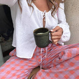 Checkered Wide-Leg Pants