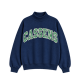Albert Cassens Green Gingham Appliqué Navy Adult Mockneck