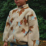 Unisex Dog Print Sherpa Fleece Jacket