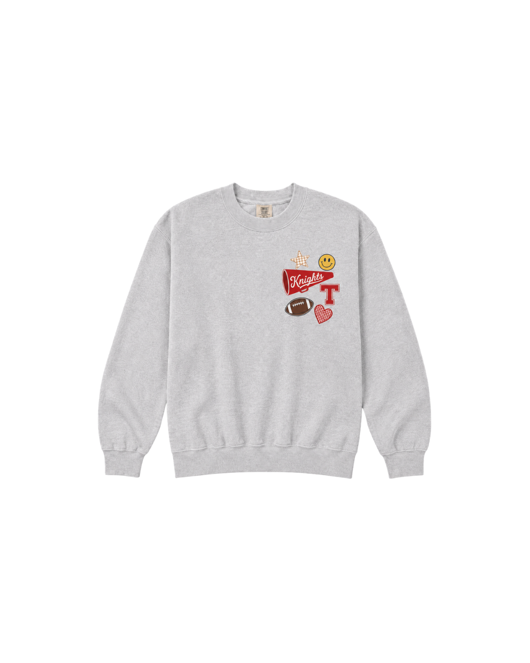 Knights Patch Collection Crewneck Sweatshirt in light gray, kids