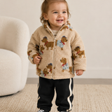 Unisex Dog Print Sherpa Fleece Jacket