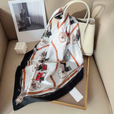 Vintage Carriage Print Square Bandana Scarf