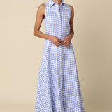 Gene Gingham Button-Front Maxi Dress