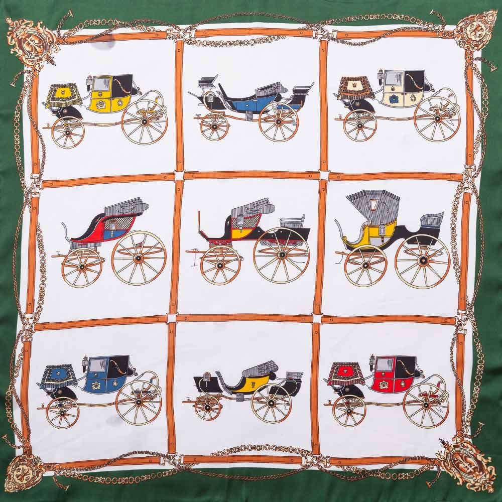 Vintage Carriage Print Square Bandana Scarf