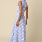 Gene Gingham Button-Front Maxi Dress