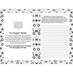 Open journal spread with Your Support System prompt, perfect for polished prints and stylish womens clothes browsing