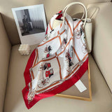 Vintage Carriage Print Square Bandana Scarf