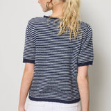 Striped Short Sleeve Button Cardigan