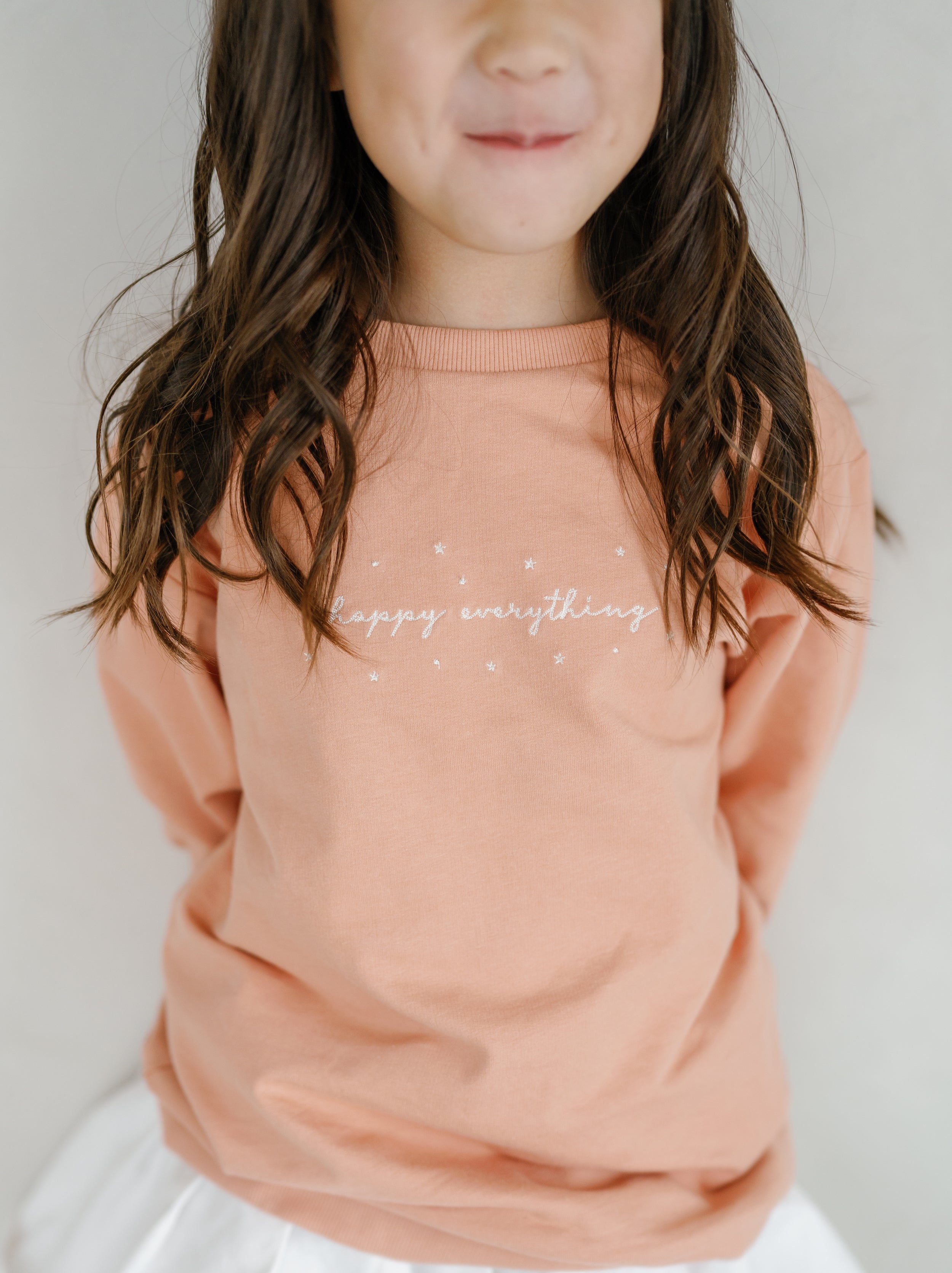 Happy Everything Pullover in Muted Clay - Polished Prints